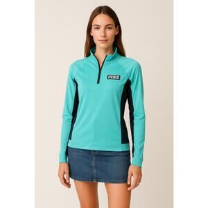 PINK Victoria’s Secret Ultimate 1/4 Zip Pullover Jacket Teal Black M